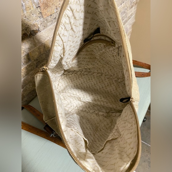 🍁🪵Neutral Canvas and Leather Satchel - Picture 4 of 6